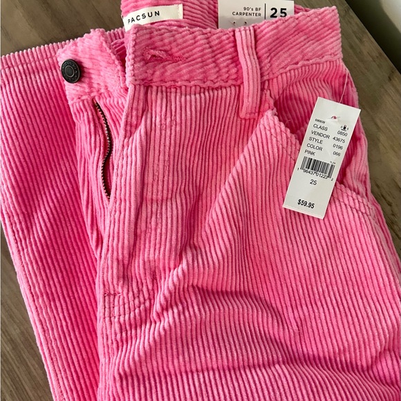 PacSun Women’s 90’s BF Carpenter Pink Corduroy Jeans - Picture 2 of 5